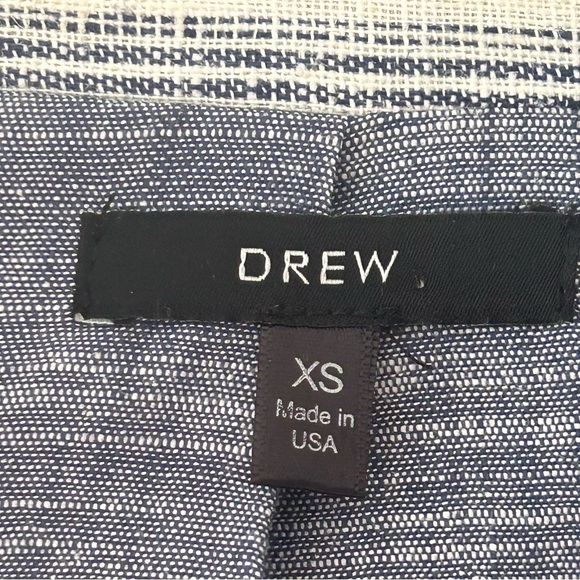 DREW Anthropologie Rikki Striped White & Blue Linen Blazer Women’s Size XS - Picture 2 of 12